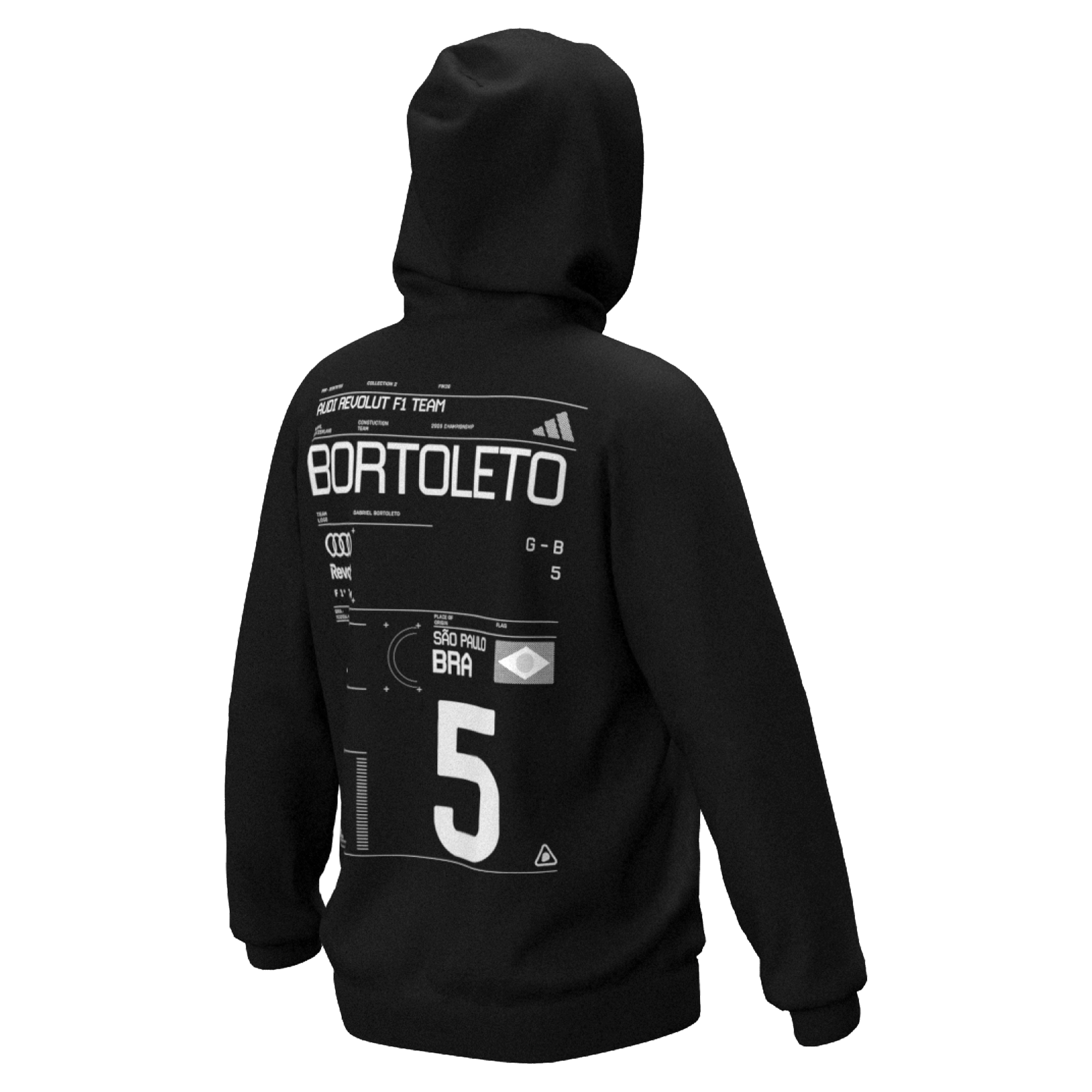 Sweat à capuche unisexe adidas Gabriel Bortoleto noir Audi Neon Name Graphic Tri-Blend