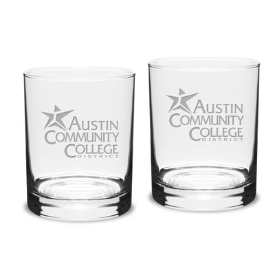 Austin Community College 14oz. 2-Piece Classic Double Old-Fashioned Glass Set