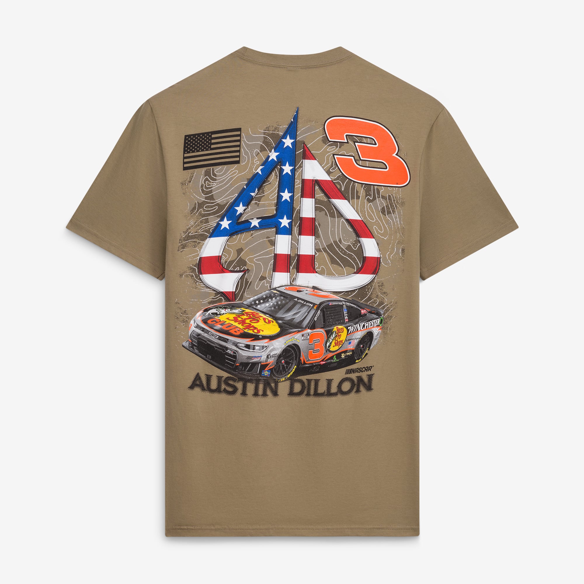 Men's Richard Childress Racing Team Collection  Brown Austin Dillon #3 Bass Pro Shops T-Shirt