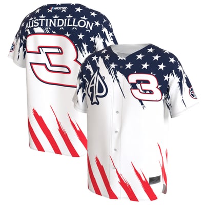  Austin Dillon ProSphere Unisex Stars & Stripes Baseball Fashion Jersey - White