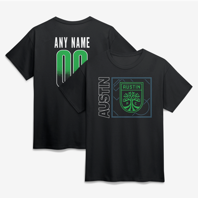 Austin FC Big & Tall Home Field Pop Personalized Name & Number T-Shirt - Black