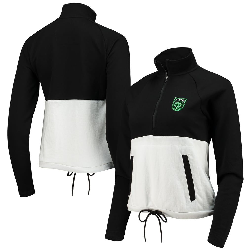 Veste demi-zip raglan Austin FC Antigua pour femme - Noir/Blanc