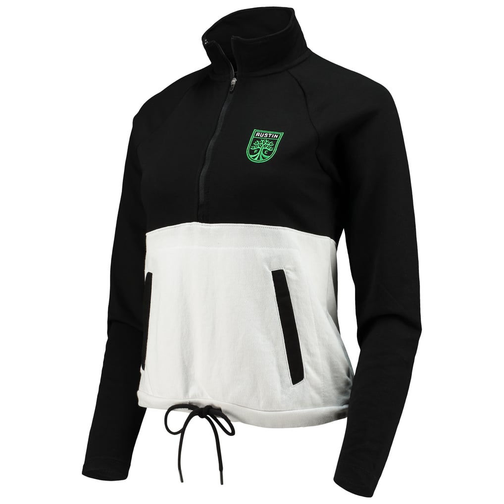 Veste demi-zip raglan Austin FC Antigua pour femme - Noir/Blanc