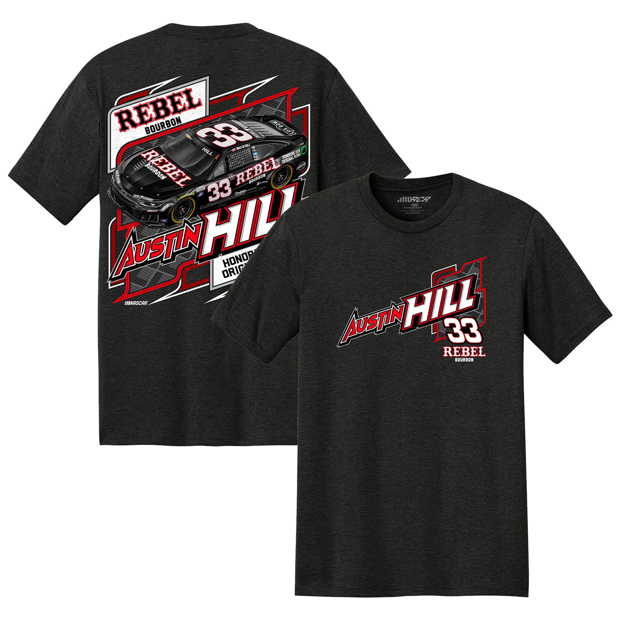T-shirt homme Richard Childress Racing Team Collection Black Austin Hill #33 Rebel Bourbon Kyle Busch Tribute