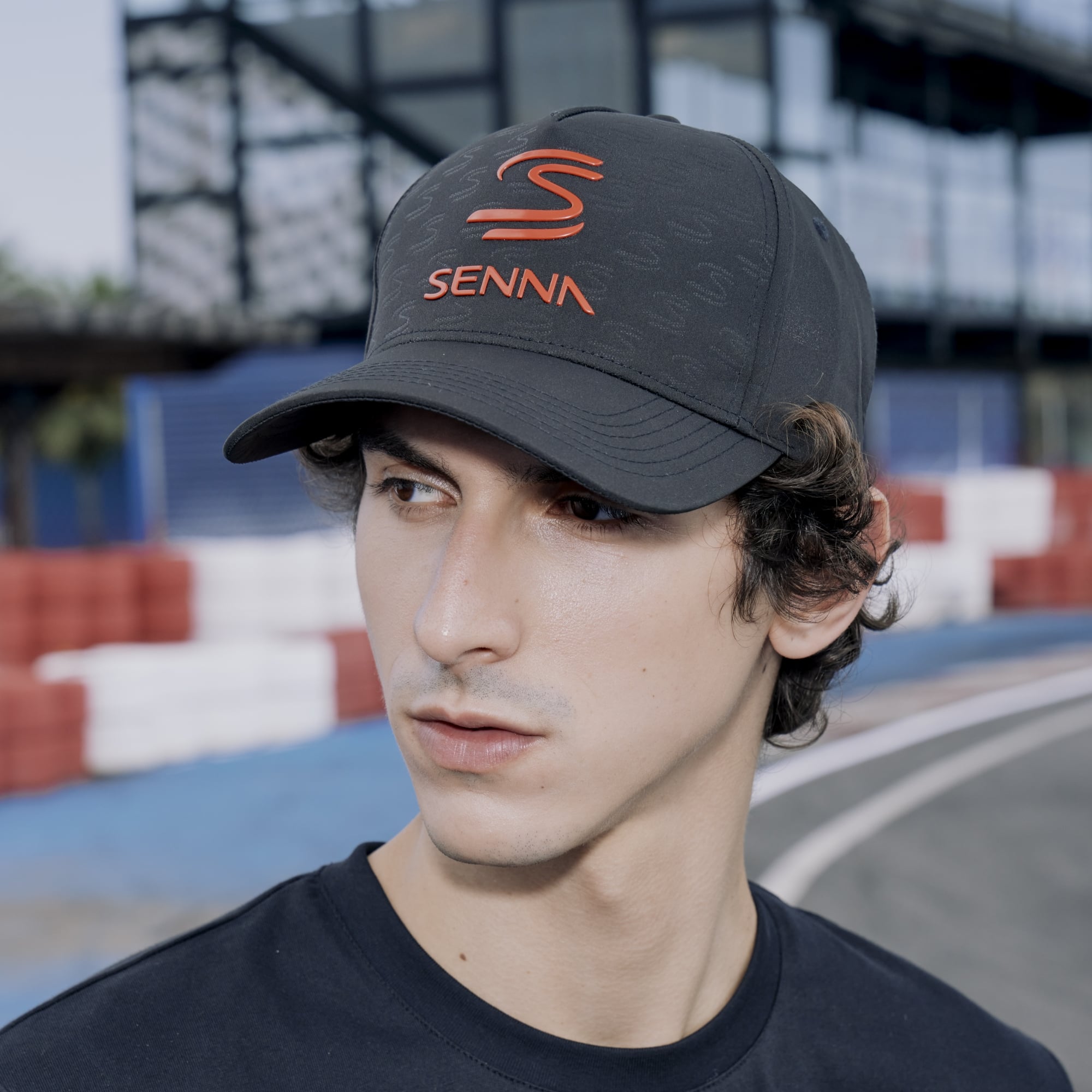 Men's Formula 1 Black Ayrton Senna Debossed Curved Peak Adjustable Hat