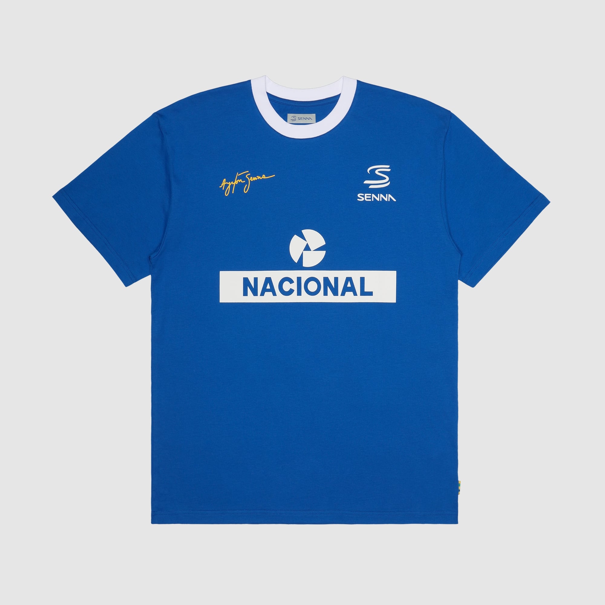 Men's Formula 1 Blue Ayrton Senna Nacional Ringer T-Shirt