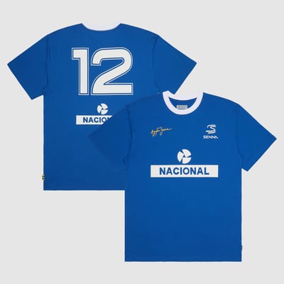 Ayrton Senna Formula 1 Nacional Ringer T-Shirt - Blue