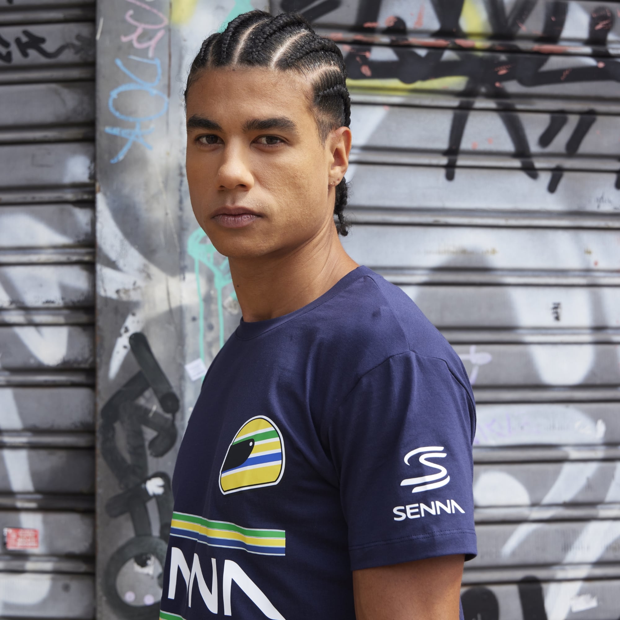 Men's Formula 1 Navy Ayrton Senna 12 Stripe T-Shirt