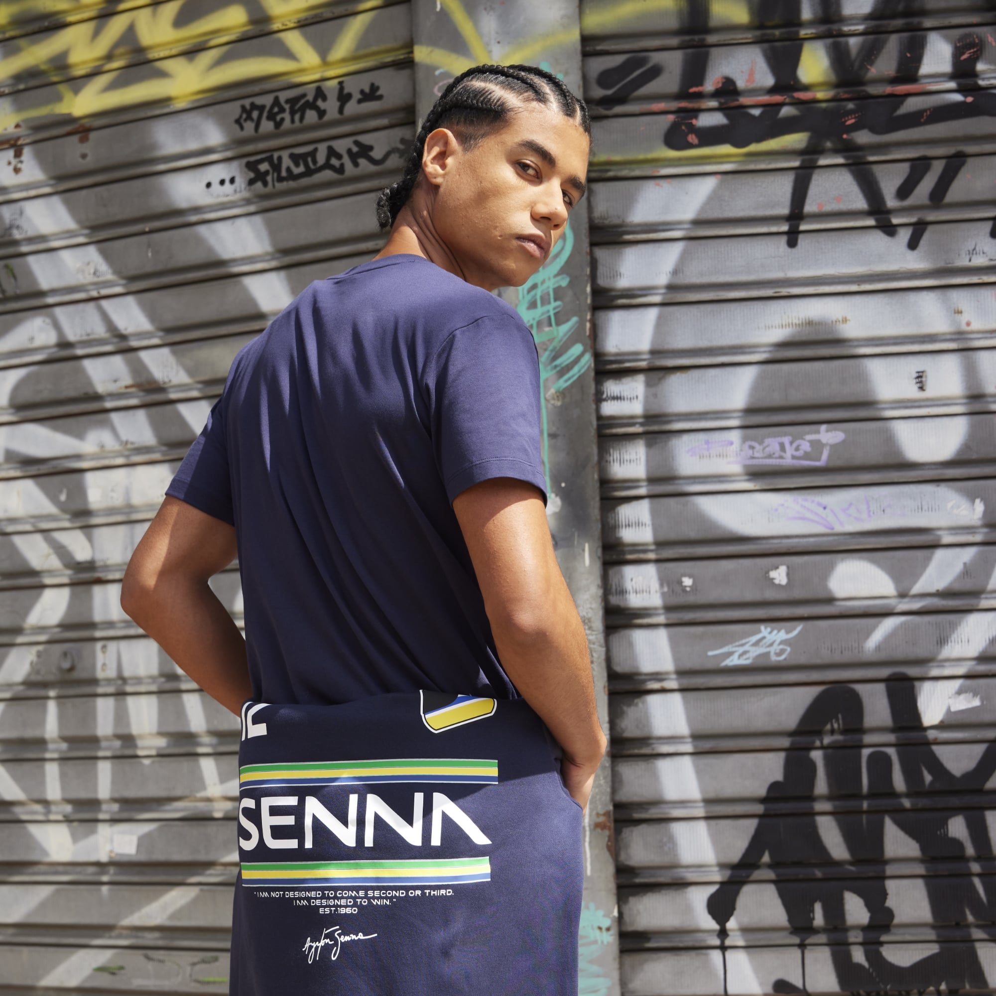 Men's Formula 1 Navy Ayrton Senna 12 Stripe T-Shirt