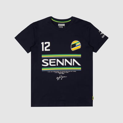 Ayrton Senna Formula 1 12 Stripe T-Shirt - Navy