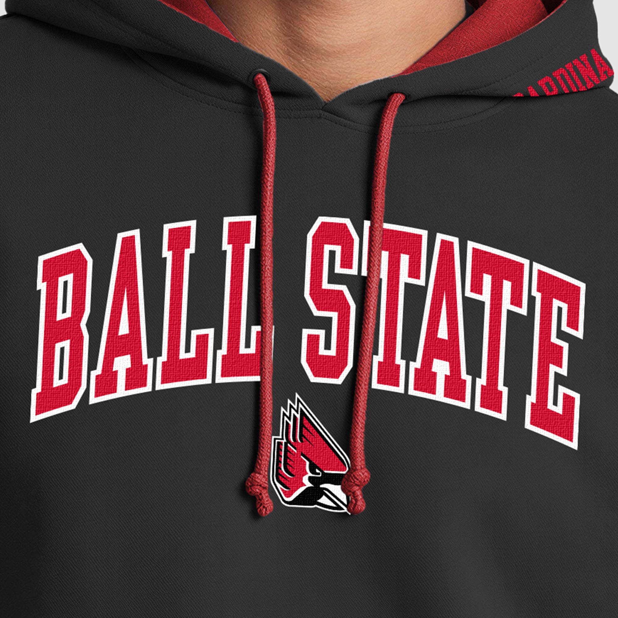 Sweat à capuche contrasté Champion noir/Cardinal Ball State Cardinals pour homme