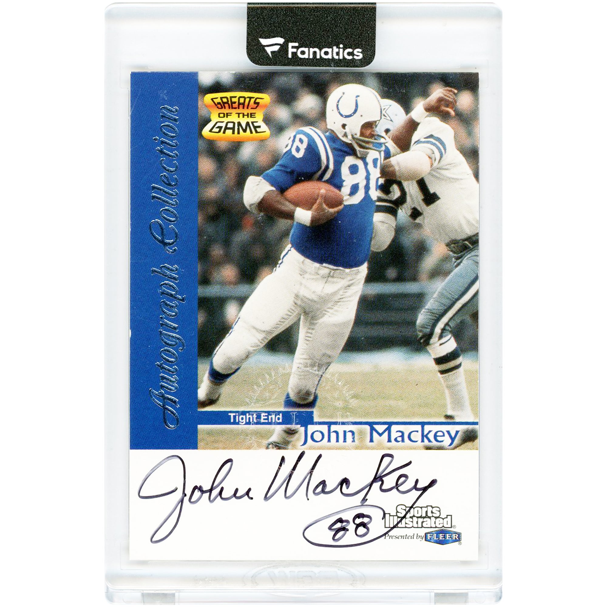 Carte autographiée par John Mackey des Baltimore Colts, collection Fleer Greats Of The Game 1999, numéro NNO
