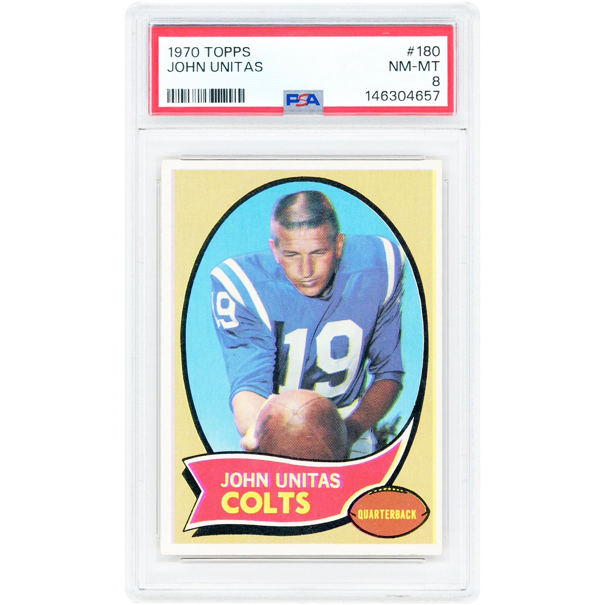 Johnny Unitas Baltimore Colts 1970 Topps #180 PSA Authenticated 8 Card