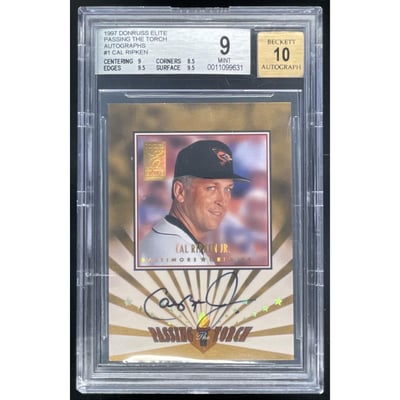 1997 Donruss Elite Passing the Torch #1 Cal Ripken Jr./1500 BGS 9