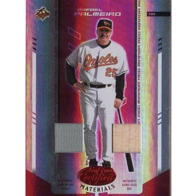 2004 Leaf Certified Materials Mirror Combo Red #155 Rafael Palmeiro O's Bat-Jsy