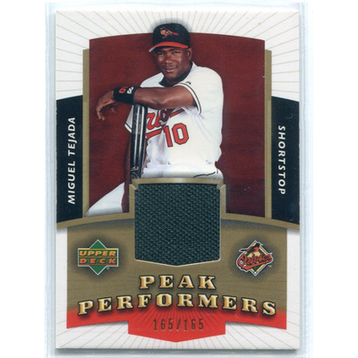 2004 Upper Deck Peak Performers Jersey Gold #MT Miguel Tejada