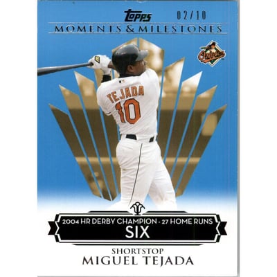 2008 Topps Moments and Milestones Blue #67-6 Miguel Tejada
