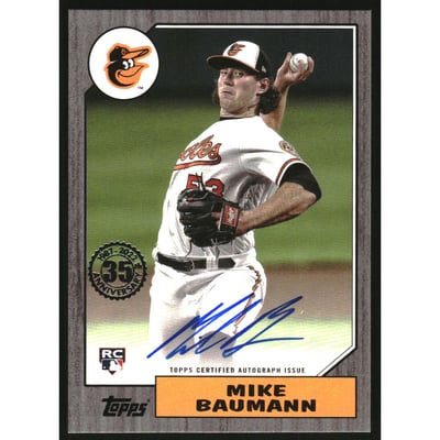 2022 Topps Update '87 Topps Autographs Black #87BAMB Mike Baumann/199
