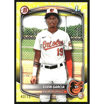 2025 Bowman Prospects Yellow Pattern #BP124 Elvin Garcia