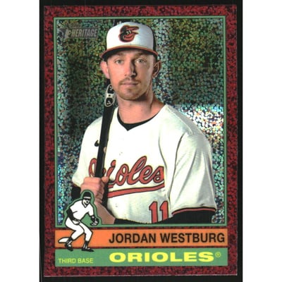 2025 Topps Heritage Chrome Burgundy Sparkle Refractors #438 Jordan Westburg