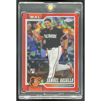 2026 Topps Chrome Red Wave Refractor #7 Samuel Basallo RC /5