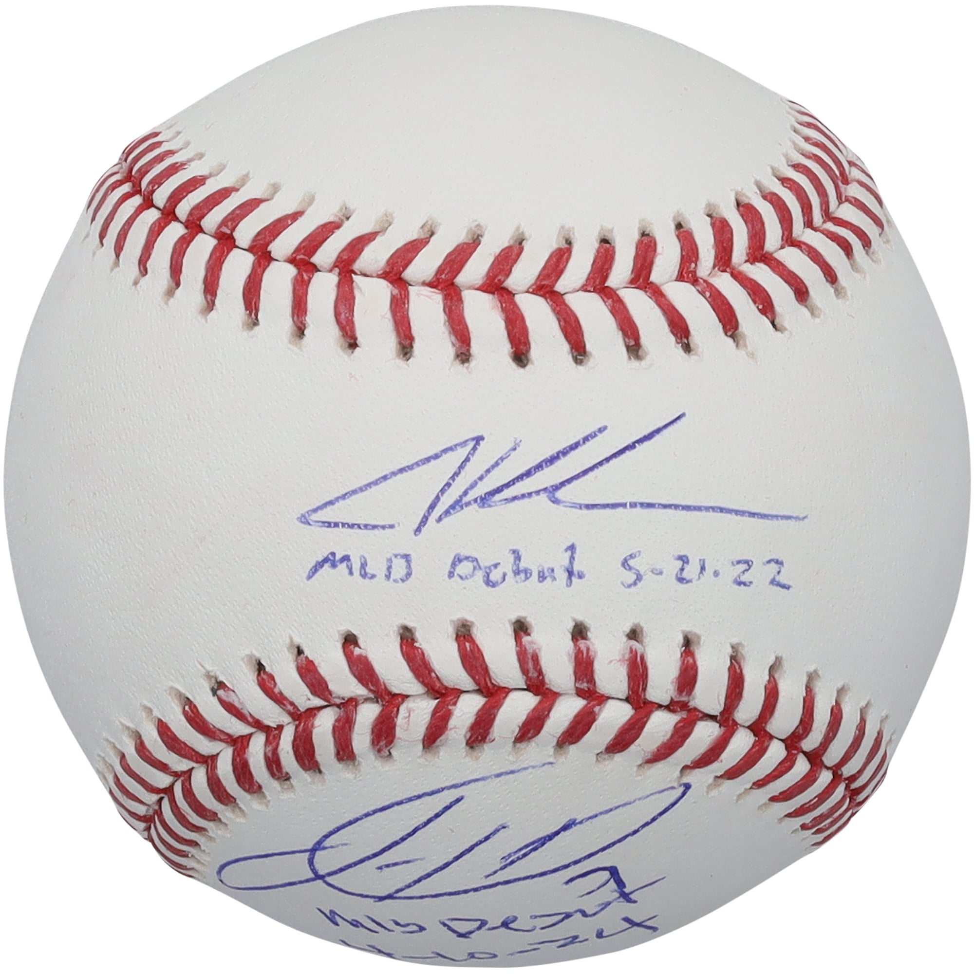 Adley Rutschman & Jackson Holliday Baltimore Orioles Autographed Baseball with MLB Debut Inscriptions