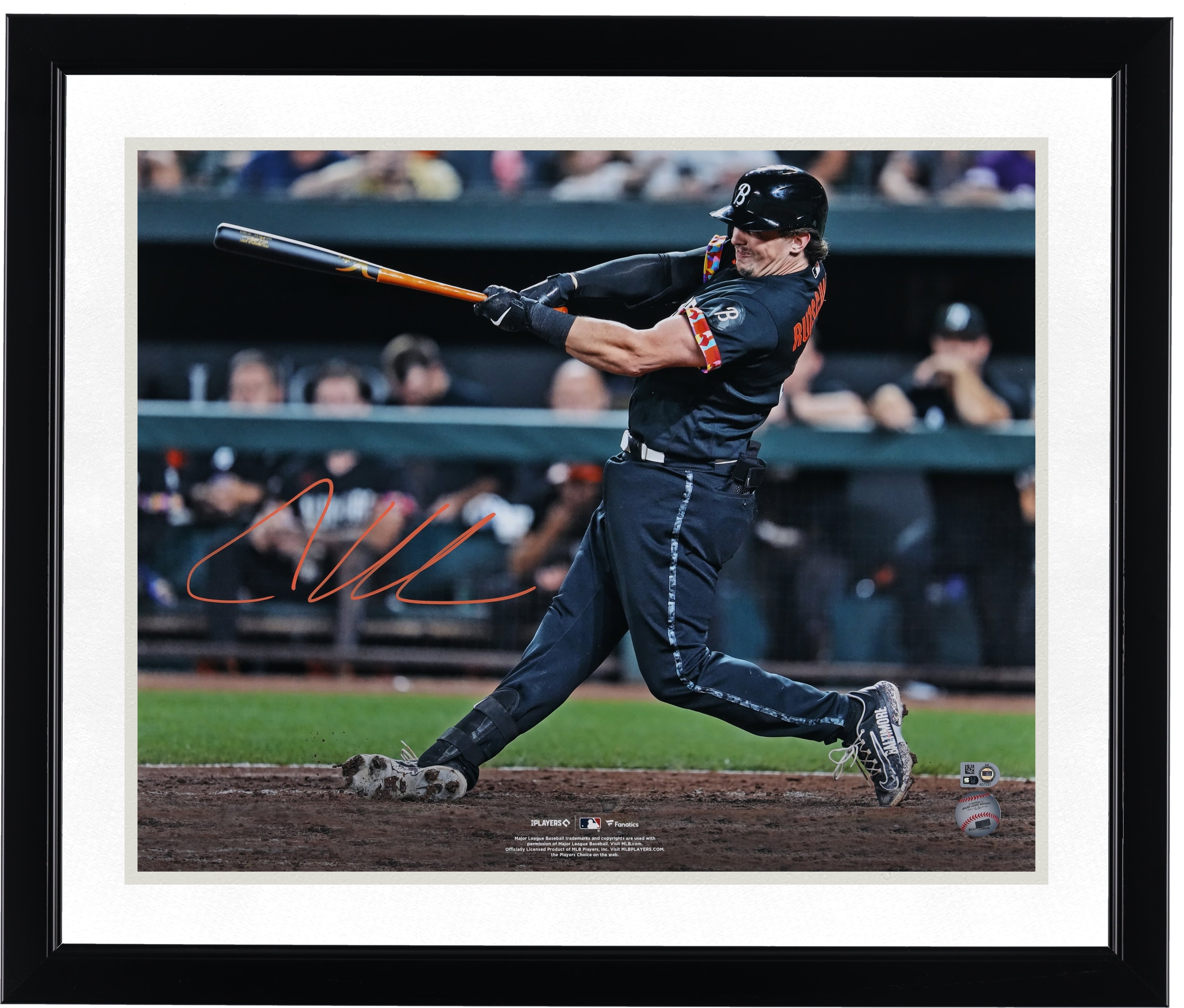 Adley Rutschman Baltimore Orioles Autographed 16" x 20" City Connect Jersey Swing Photograph