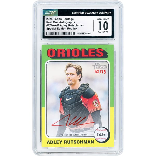 Adley Rutschman Baltimore Orioles Autographed 2024 Topps Heritage Adley Rutschman Topps Heritage auto