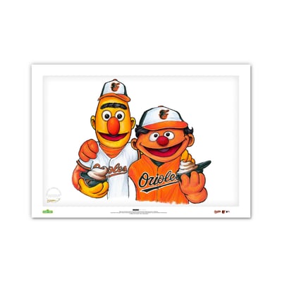 Baltimore Orioles Bert & Ernie Limited Edition 24" x 36" Sesame Street Art Print