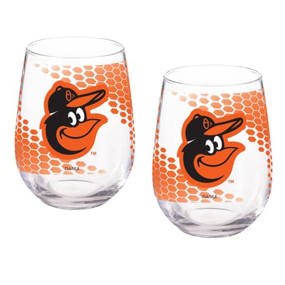 Baltimore Orioles Two-Piece 17oz. Color Fade Stemless Wine Glass Set