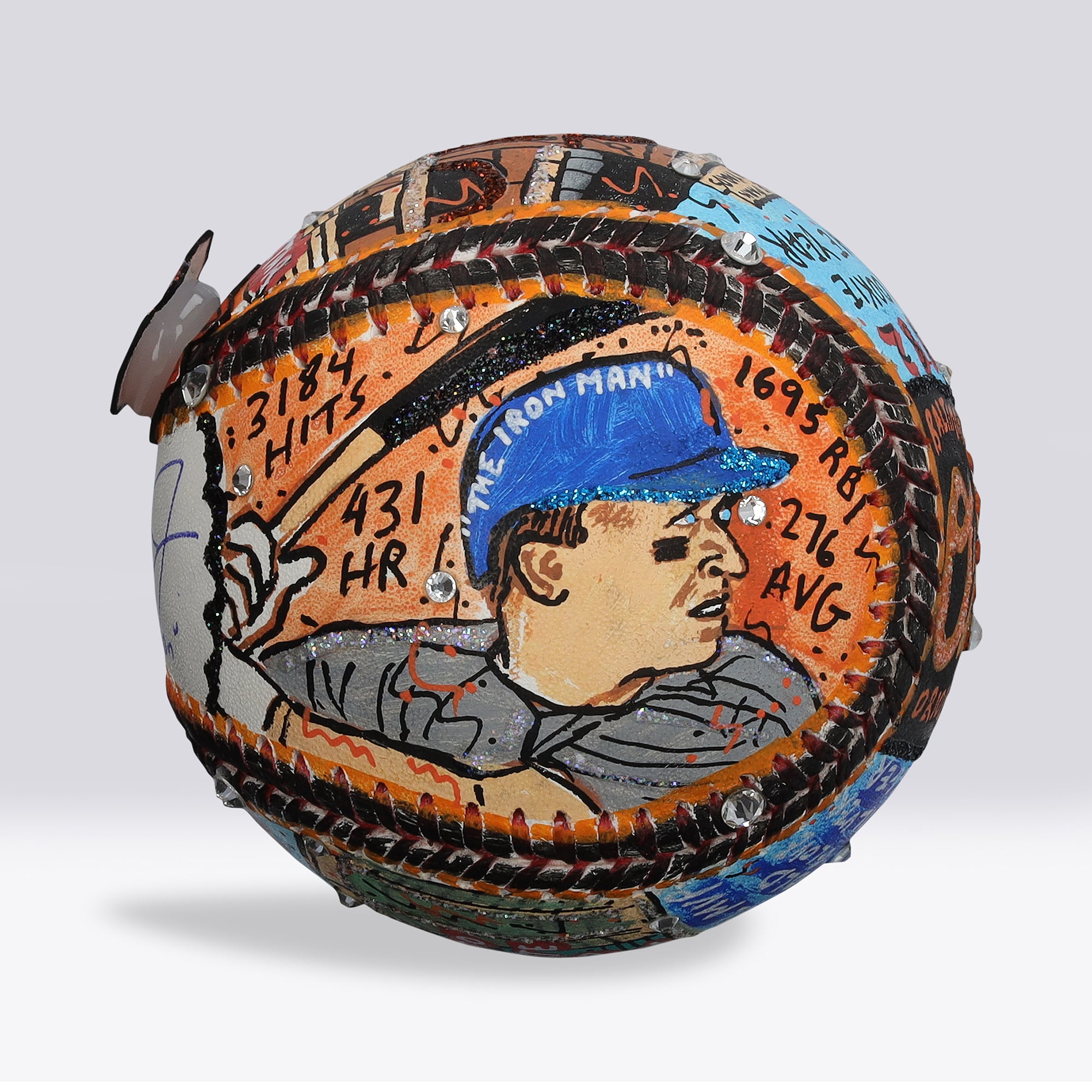 Cal Ripken Jr. Baltimore Orioles Autographed Baseball with "Ironman" Inscription - Art by Charles Fazzino - NF70446038