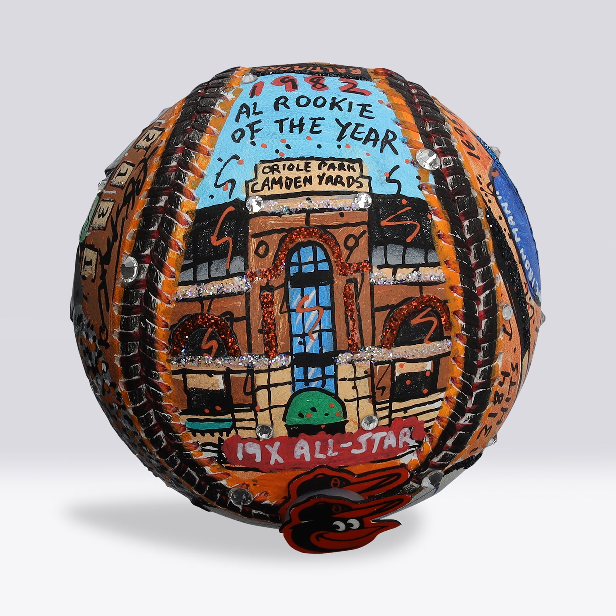Cal Ripken Jr. Baltimore Orioles Autographed Baseball with "Ironman" Inscription - Art by Charles Fazzino - NF70446038