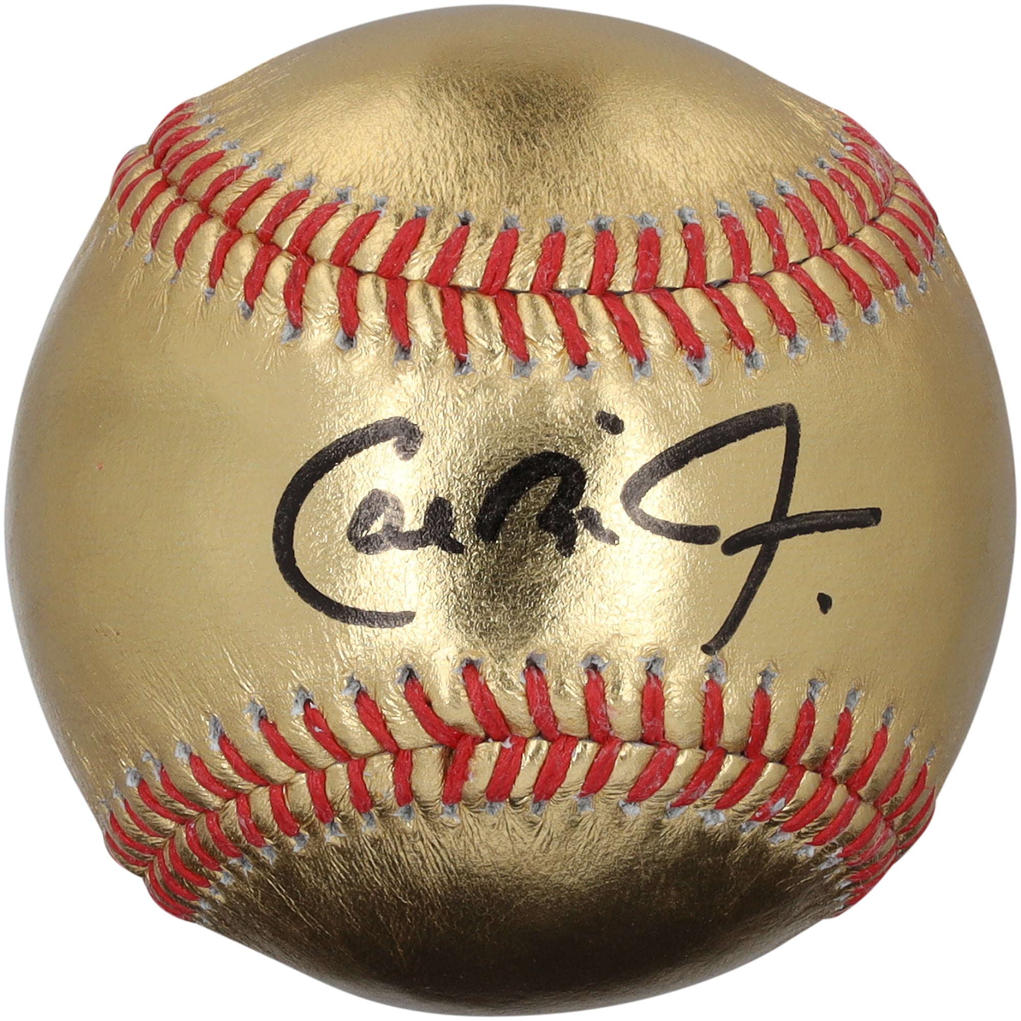 Balle de baseball en cuir doré autographiée par Cal Ripken Jr. des Orioles de Baltimore