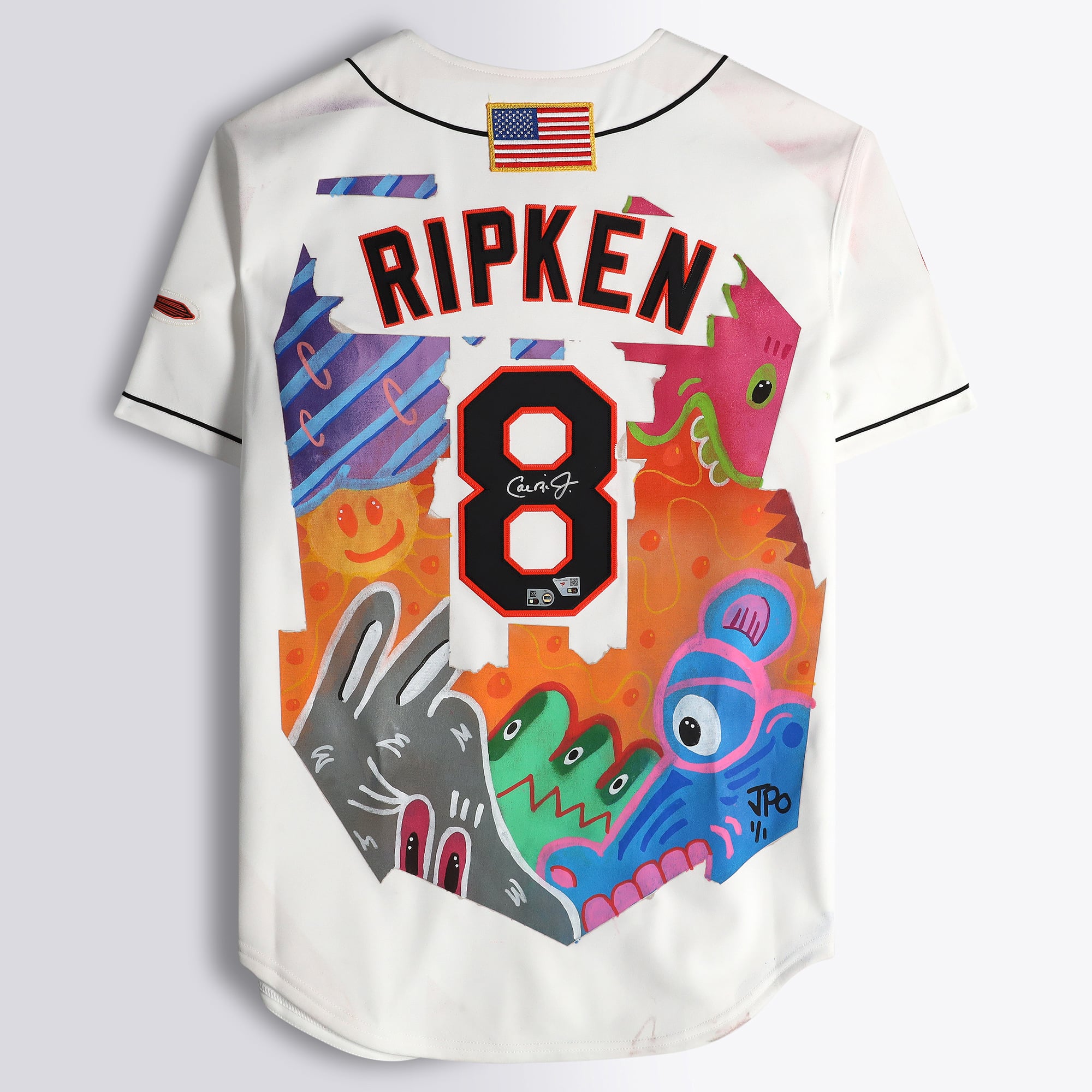 Cal Ripken Jr. Baltimore Orioles Autographed White Mitchell & Ness Authentic Jersey - Art by JPO - Limited Edition #1/1 - NF70444606