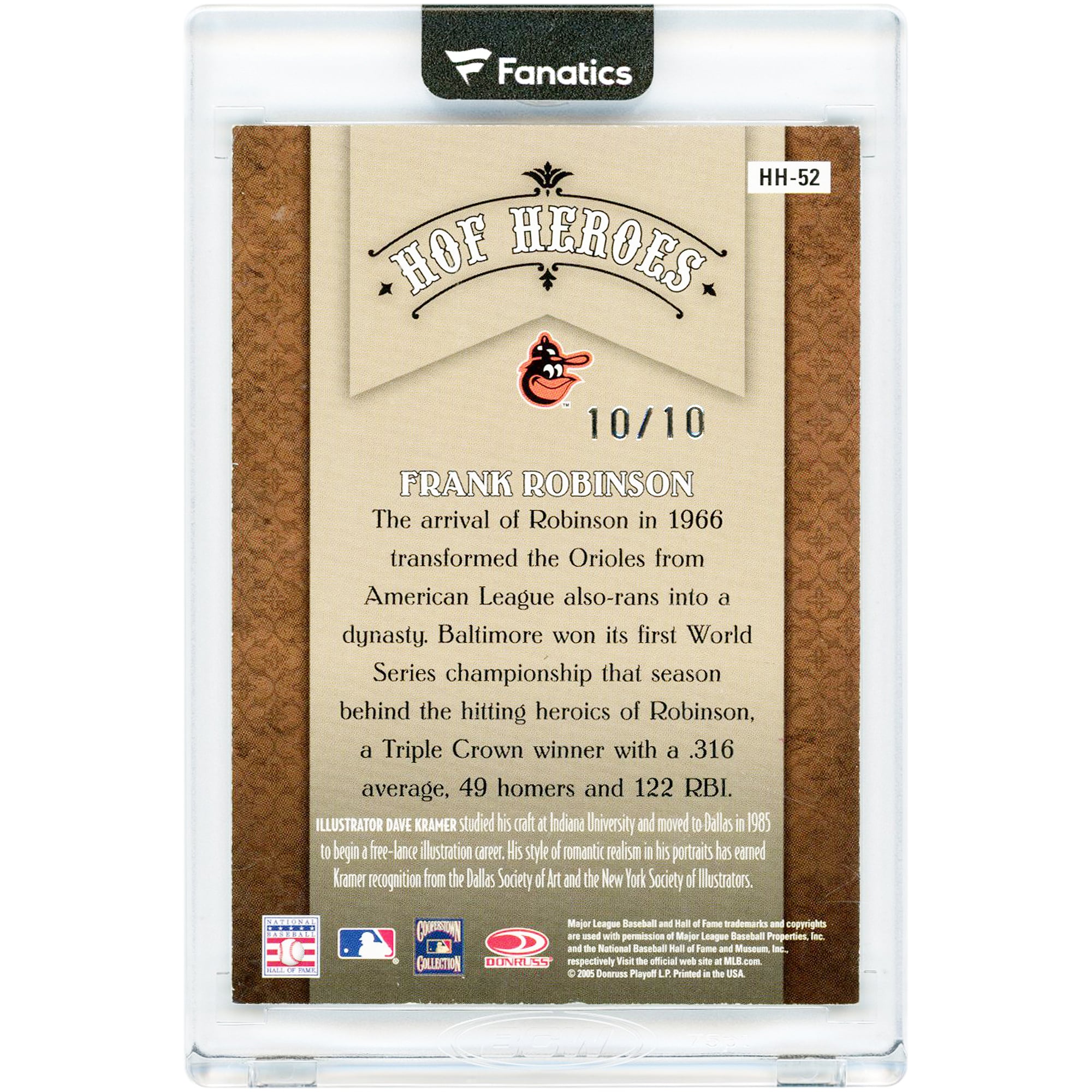 Frank Robinson Baltimore Orioles Autographed 2005 Donruss Diamond Kings HOF Heroes #HH-52 #10/10 Card