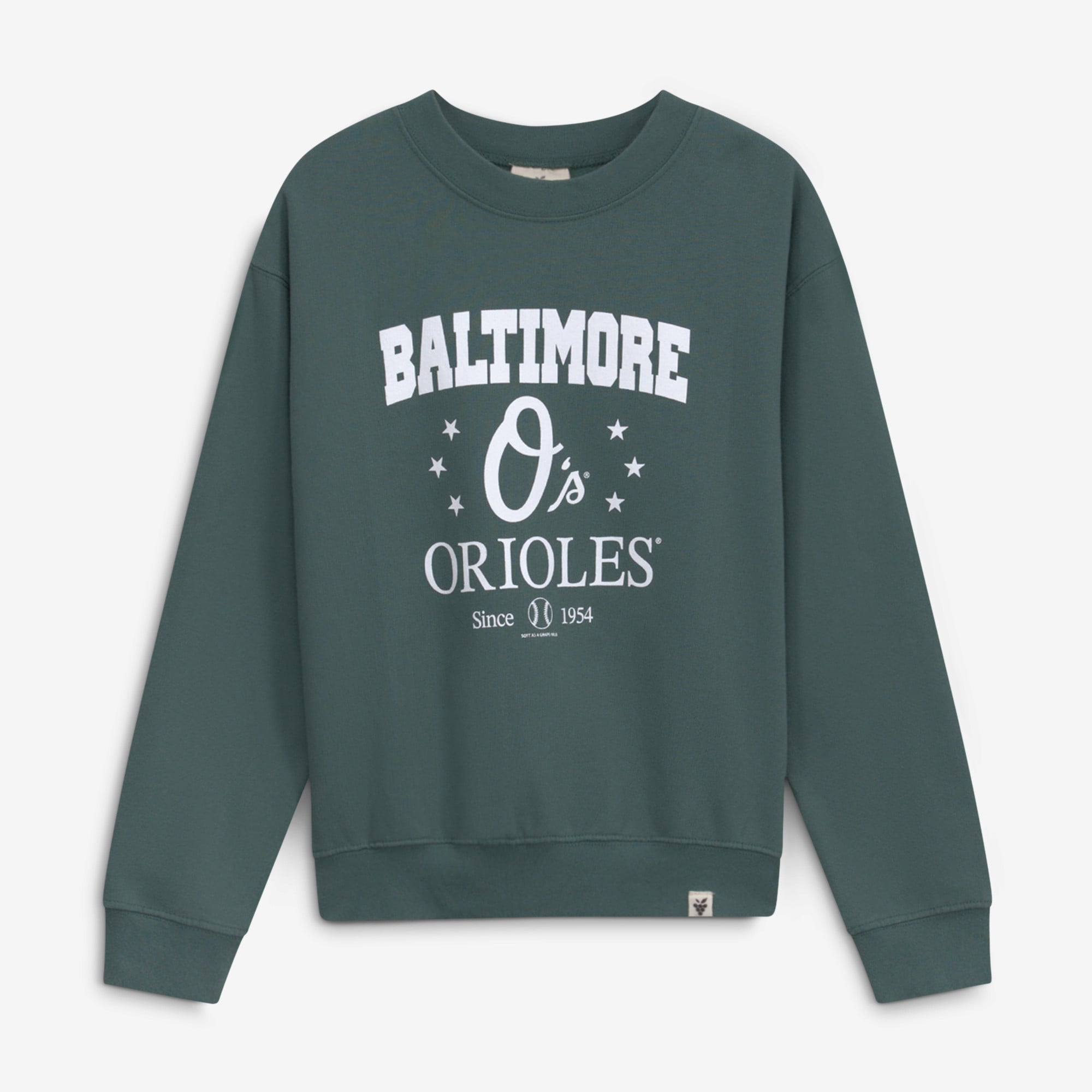 Girls Youth Soft as a Grape  Green Baltimore Orioles Pigment Dyed Sweatshirt