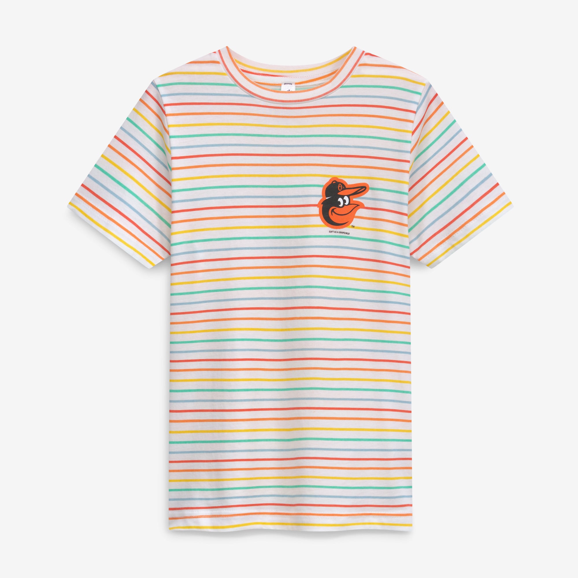 Girls Youth Soft as a Grape  White Baltimore Orioles Striped T-Shirt