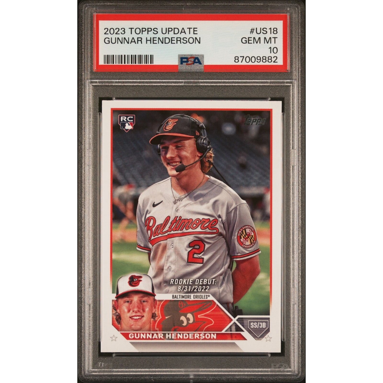 Graded 2023 Topps Update Gunnar Henderson #US18 Rookie RC Baseball 