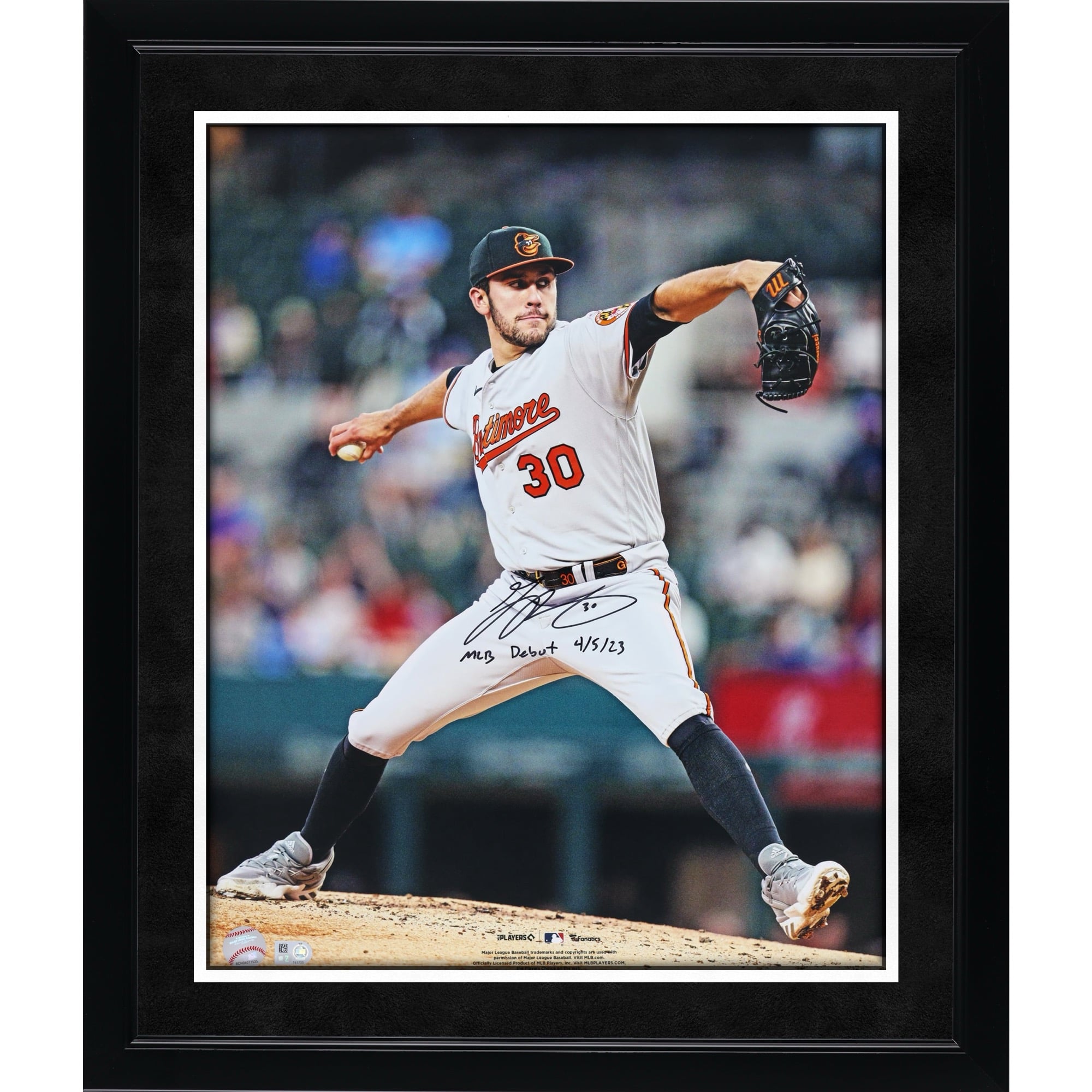 Grayson Rodriguez Baltimore Orioles Autographed 16" x 20" MLB Debut Photograph with "MLB Debut 4/5/23" Inscription