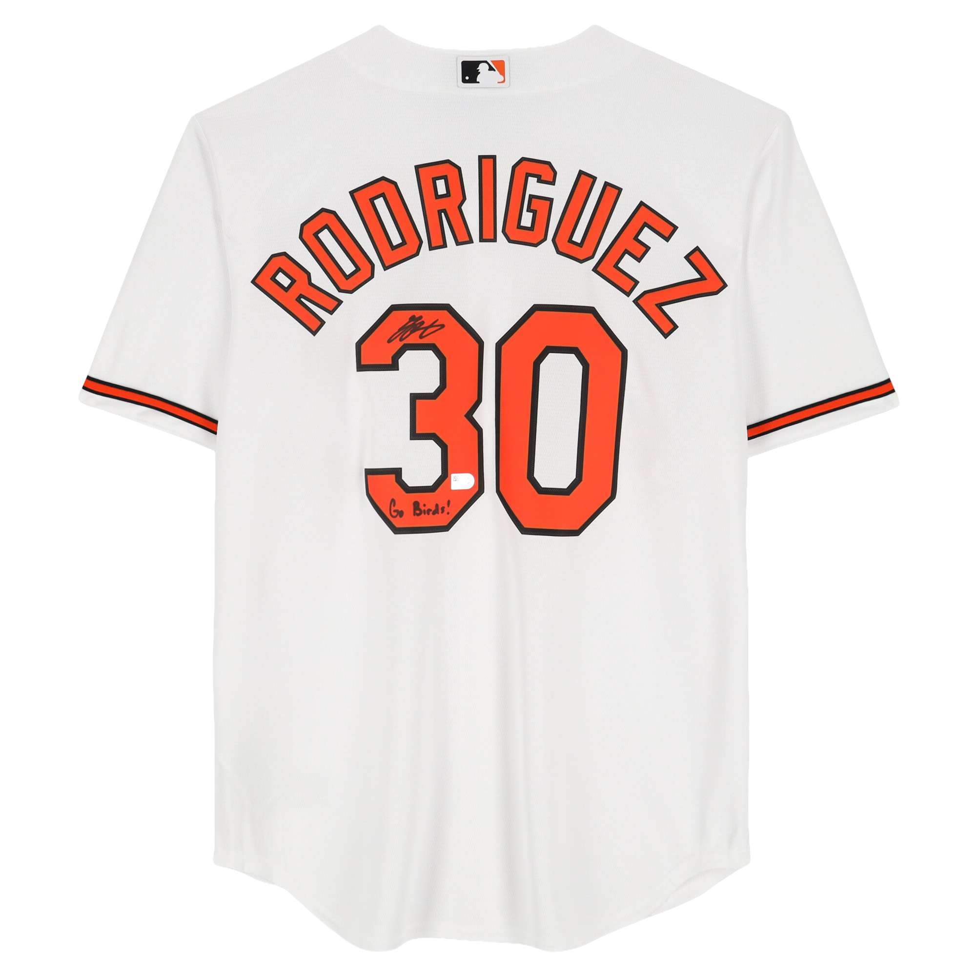 Grayson Rodriguez Baltimore Orioles Autographed White Nike Replica Jersey with "Go Birds" Inscription