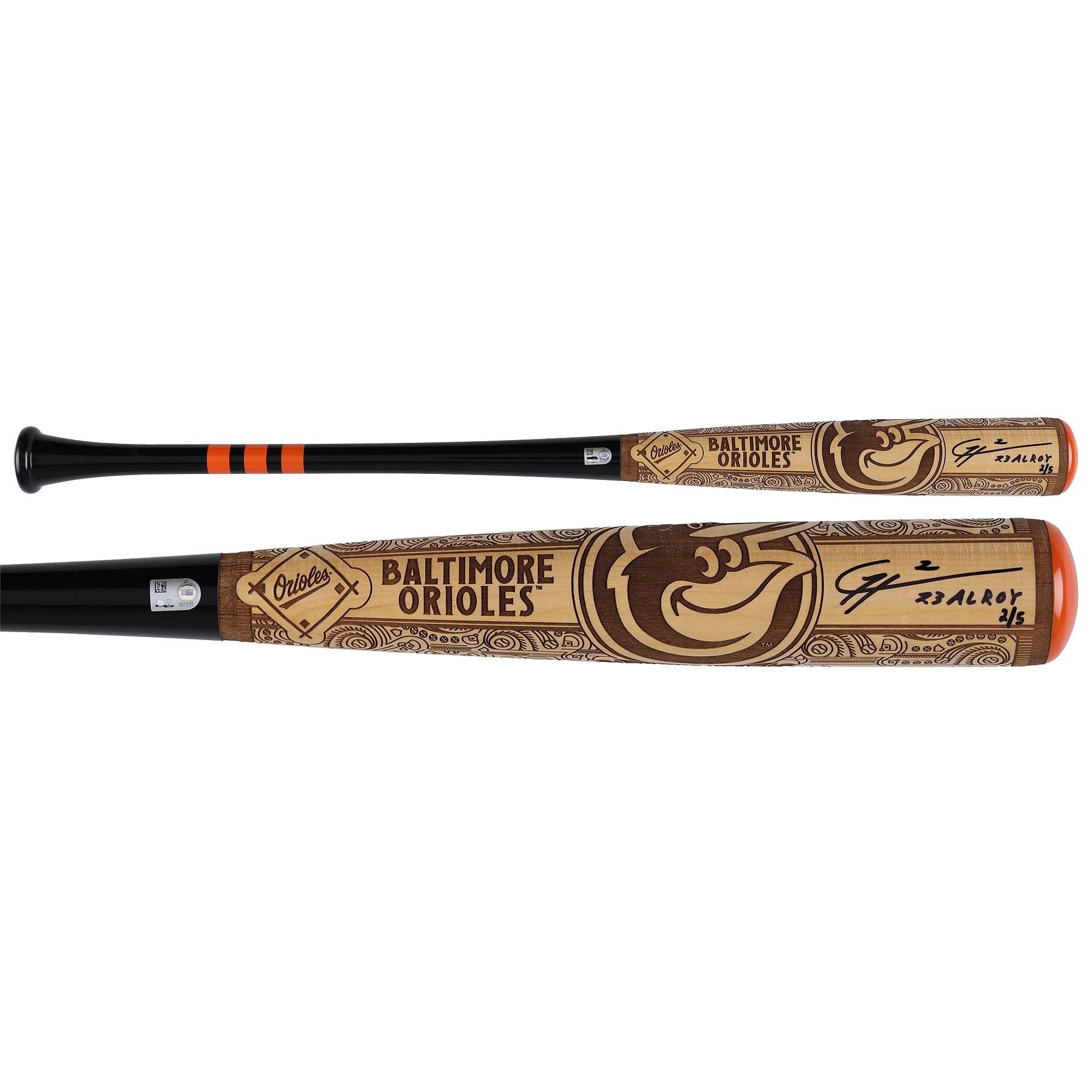 Gunnar Henderson Baltimore Orioles Autographed Pillbox Bat Company Mural Series Bat with "23 AL ROY" Inscription