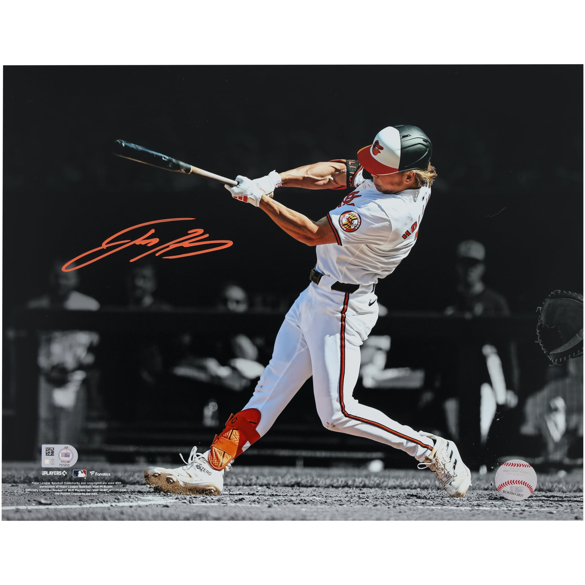 Photographie autographiée de Jackson Holliday des Orioles de Baltimore, 11" x 14"