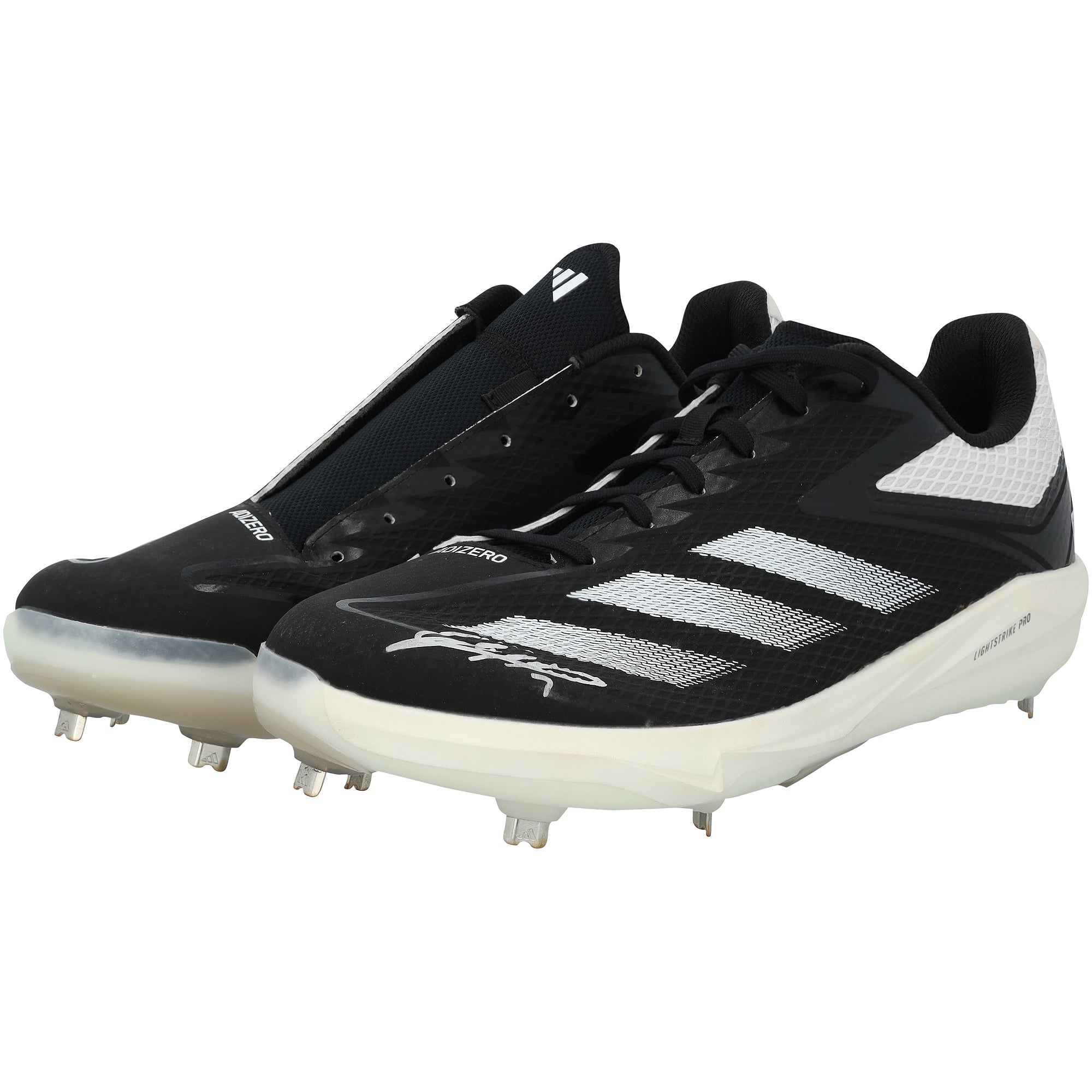 Crampons adidas noirs portés en match par Jackson Holliday des Orioles de Baltimore lors de la saison 2025 de la MLB, et autographiés - NF70442514-15