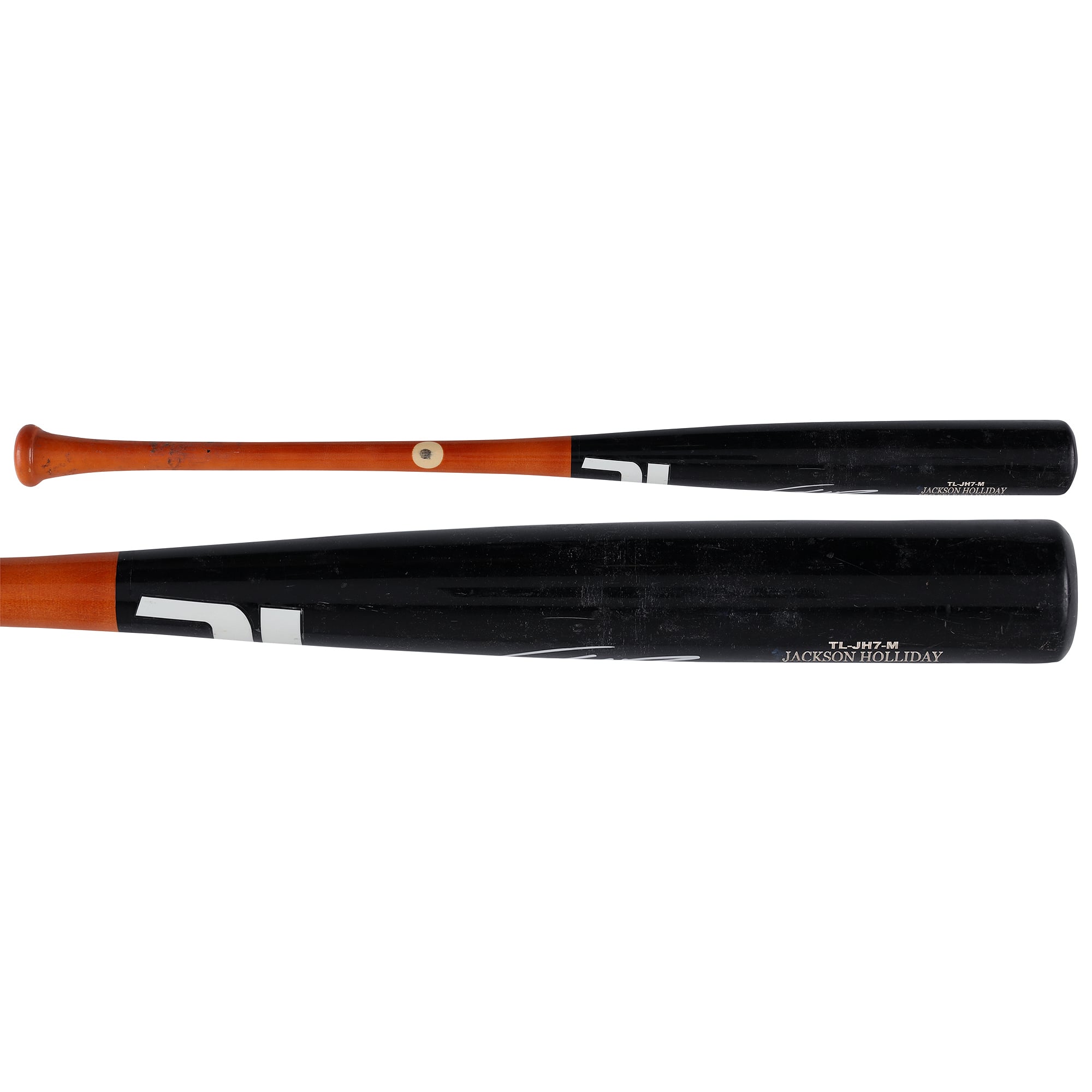 Jackson Holliday Baltimore Orioles Autographed Game-Used Black/Orange Tucci Bat from the 2025 MLB Season - NF70442539
