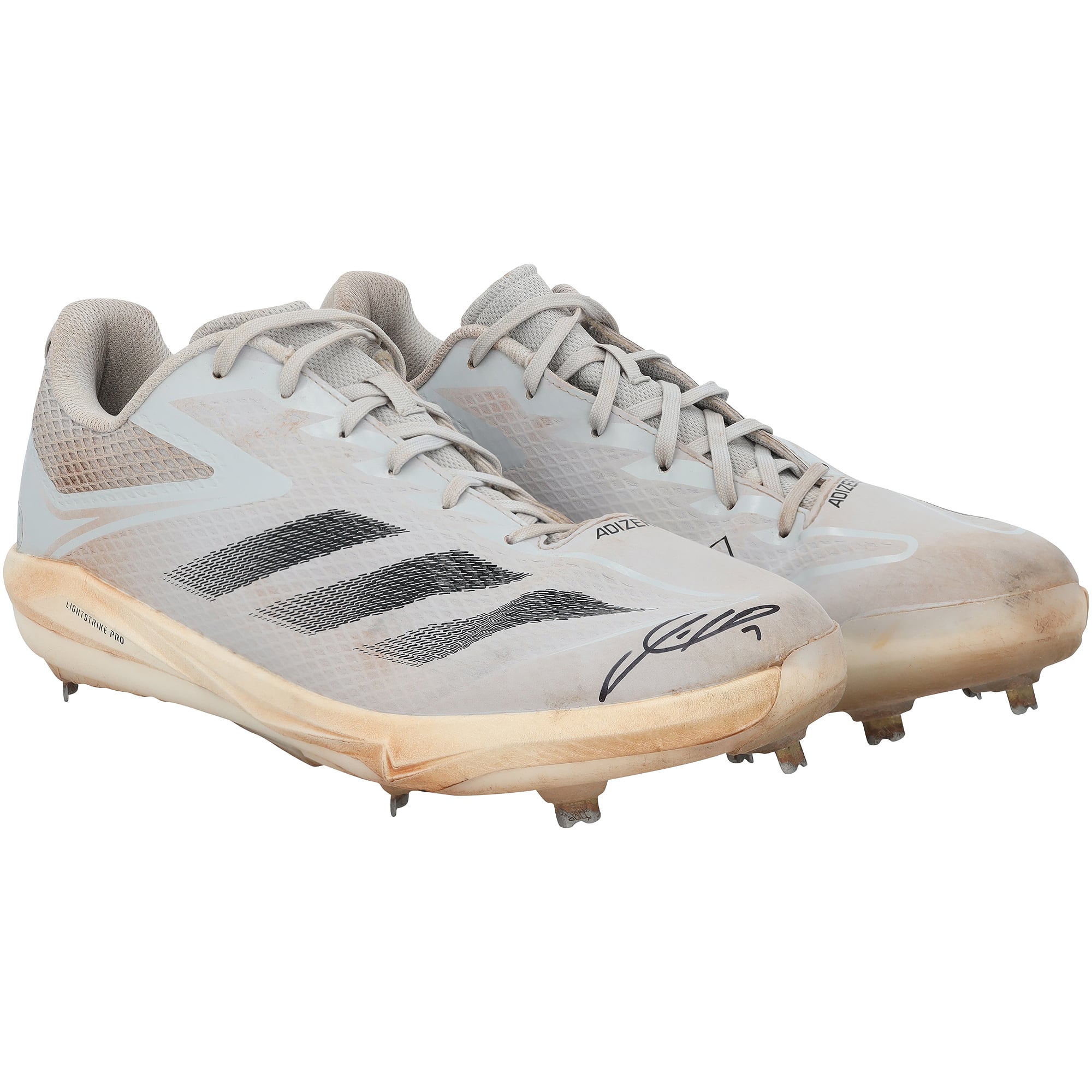 Crampons gris adidas autographiés par Jackson Holliday des Orioles de Baltimore, portés lors de la saison 2025 de la MLB - NF70442508-9