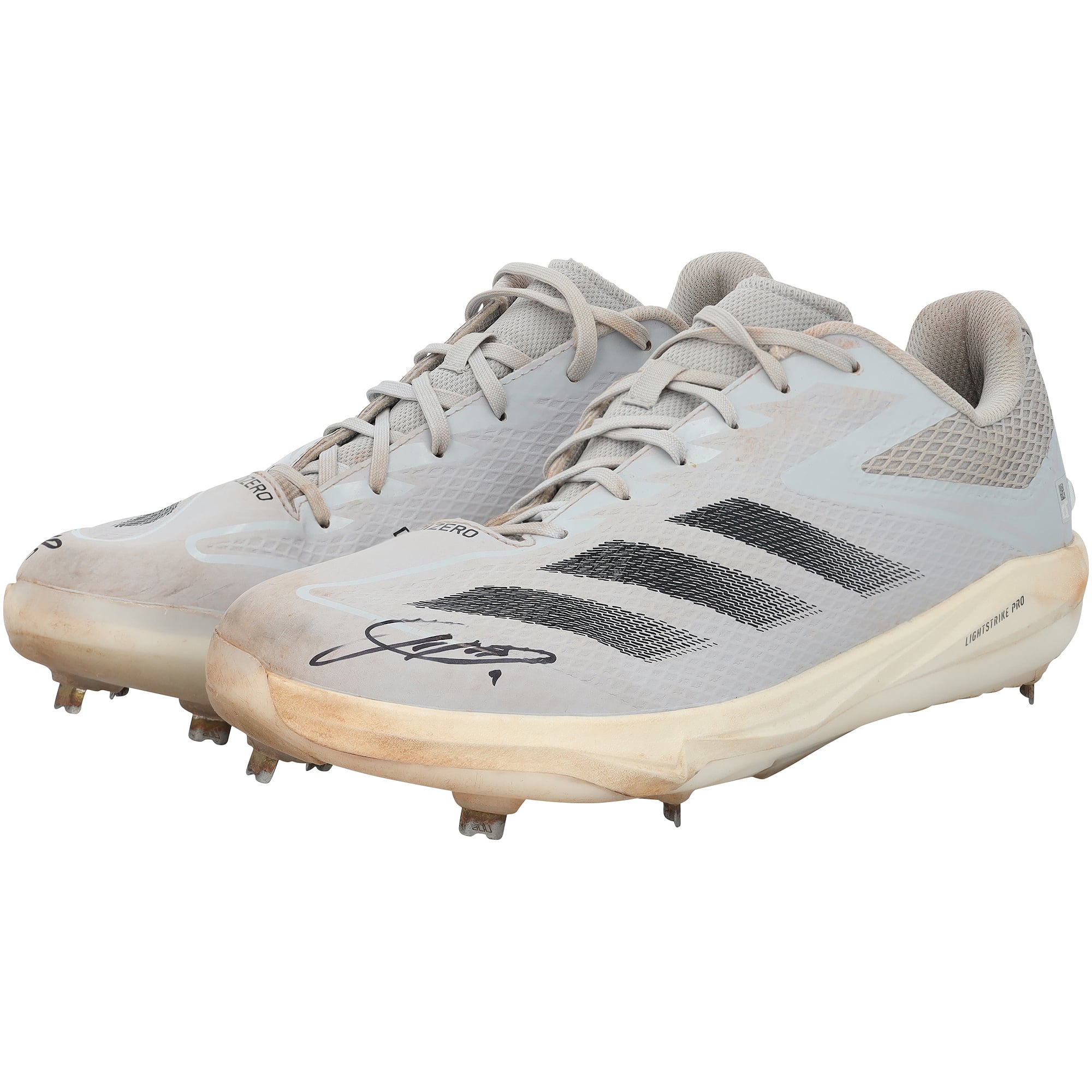 Crampons gris adidas autographiés par Jackson Holliday des Orioles de Baltimore, portés lors de la saison 2025 de la MLB - NF70442508-9
