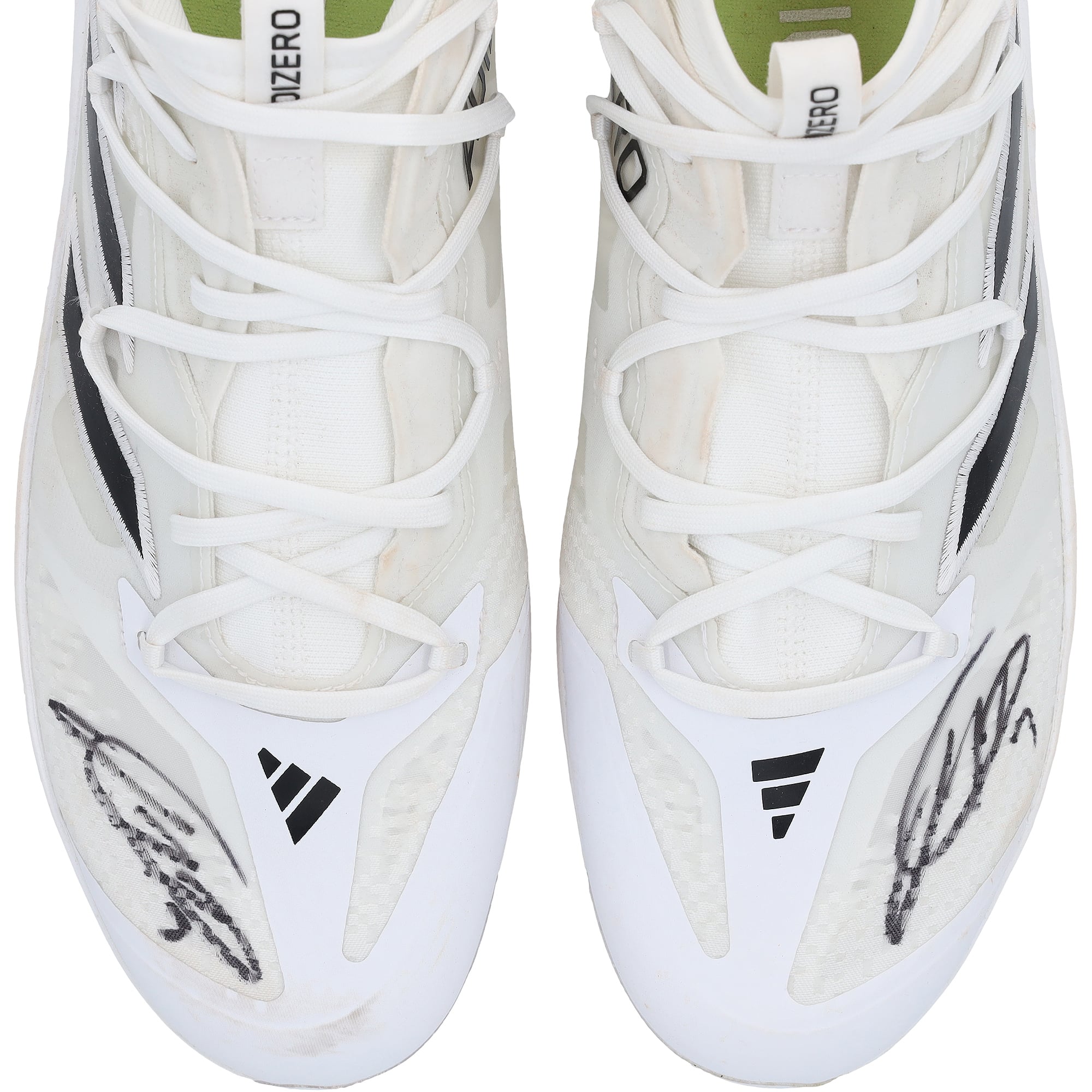 Crampons blancs adidas portés en match par Jackson Holliday des Orioles de Baltimore lors de la saison 2025 de la MLB, authentifiés - NF70442484-85