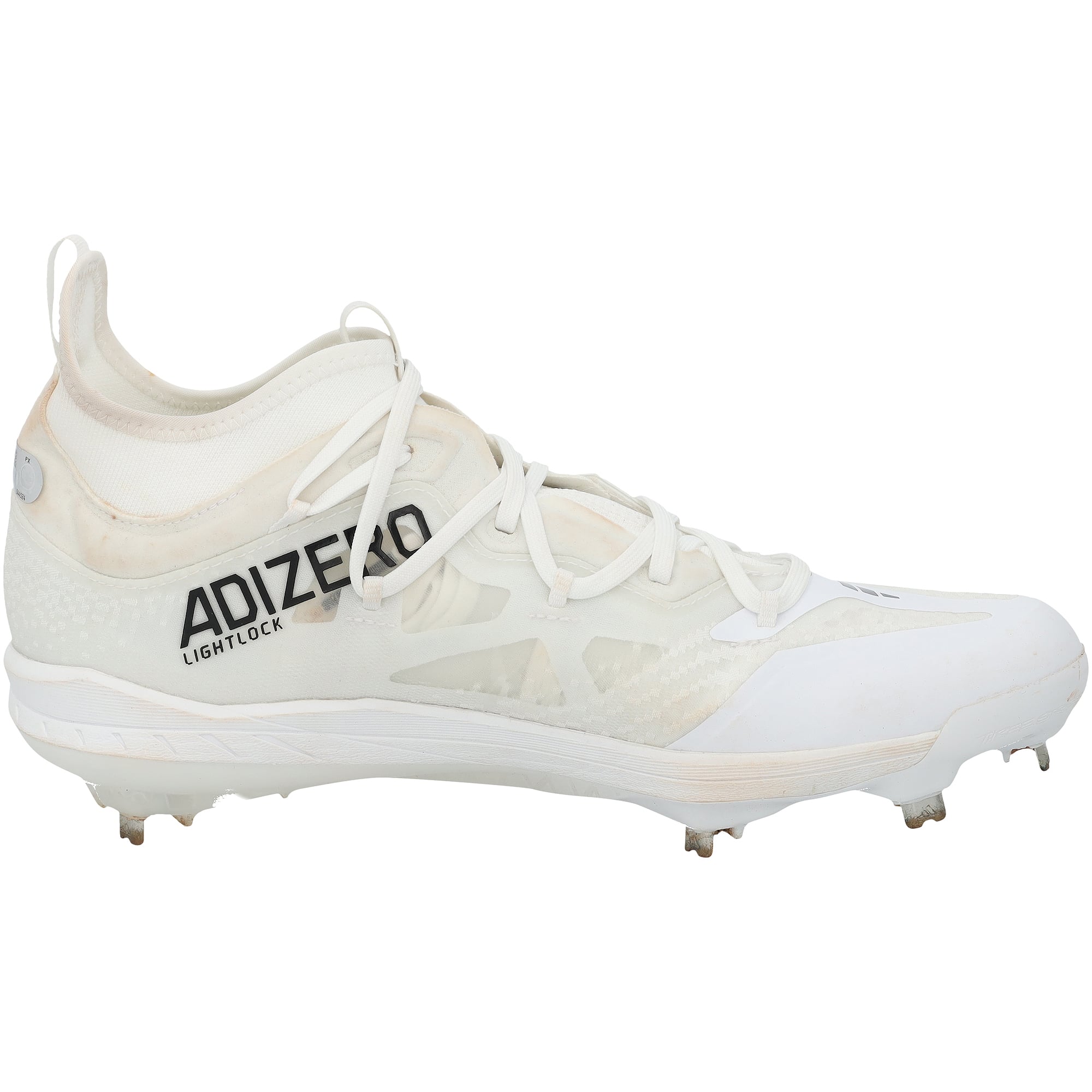Crampons blancs adidas portés en match par Jackson Holliday des Orioles de Baltimore lors de la saison 2025 de la MLB, authentifiés - NF70442484-85