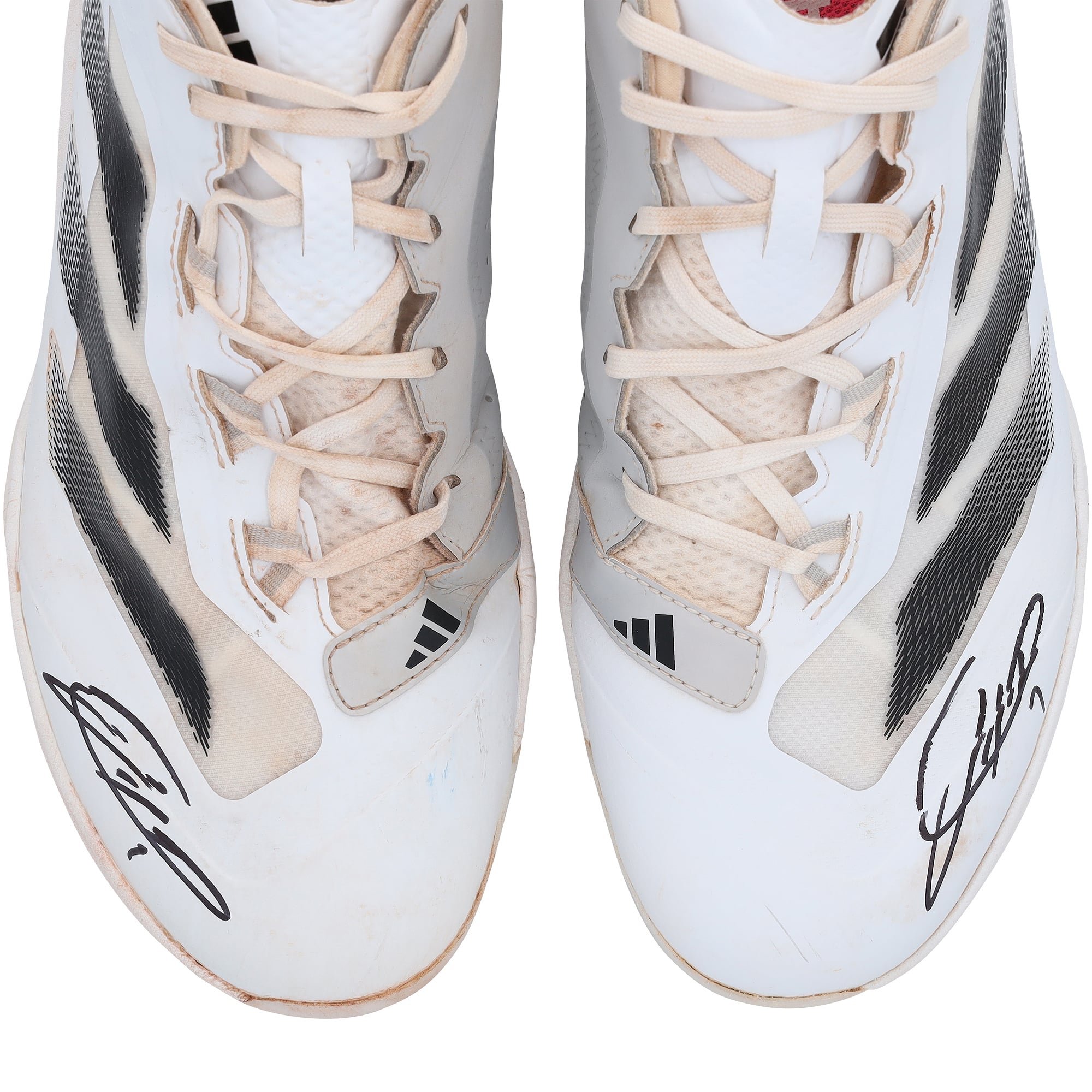 Crampons adidas blancs et gris portés en match par Jackson Holliday des Orioles de Baltimore lors de la saison 2025 de la MLB, authentifiés - NF70442494-95