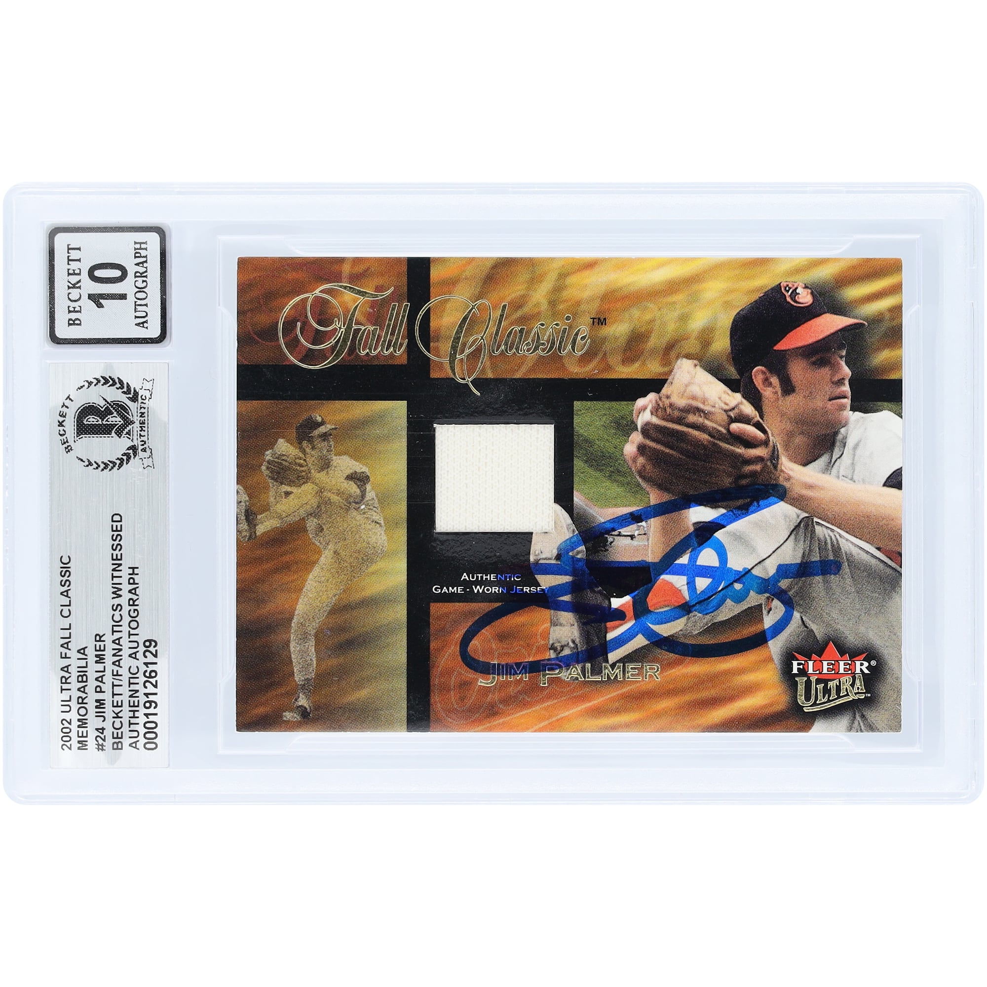 Jim Palmer Baltimore Orioles Autographed 2002 Fleer Ultra Fall Classic GU Relic #FC-JM Beckett Fanatics Witnessed Authenticated 10 Card
